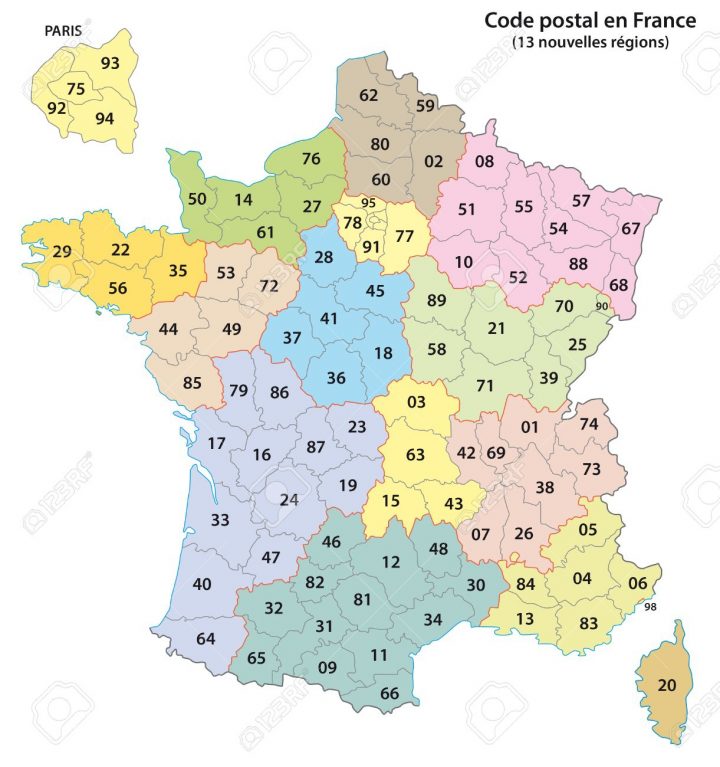 France 2-Digit Postcodes Map 2017 (13 Regions) encequiconcerne Carte Région France 2017