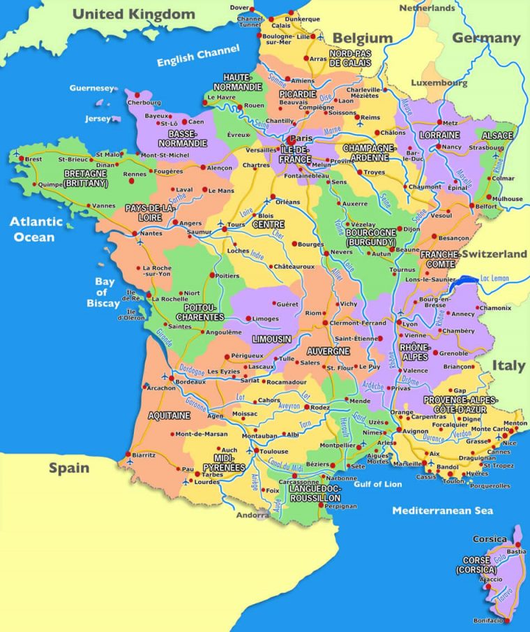 France Carte avec Carte France Avec Region