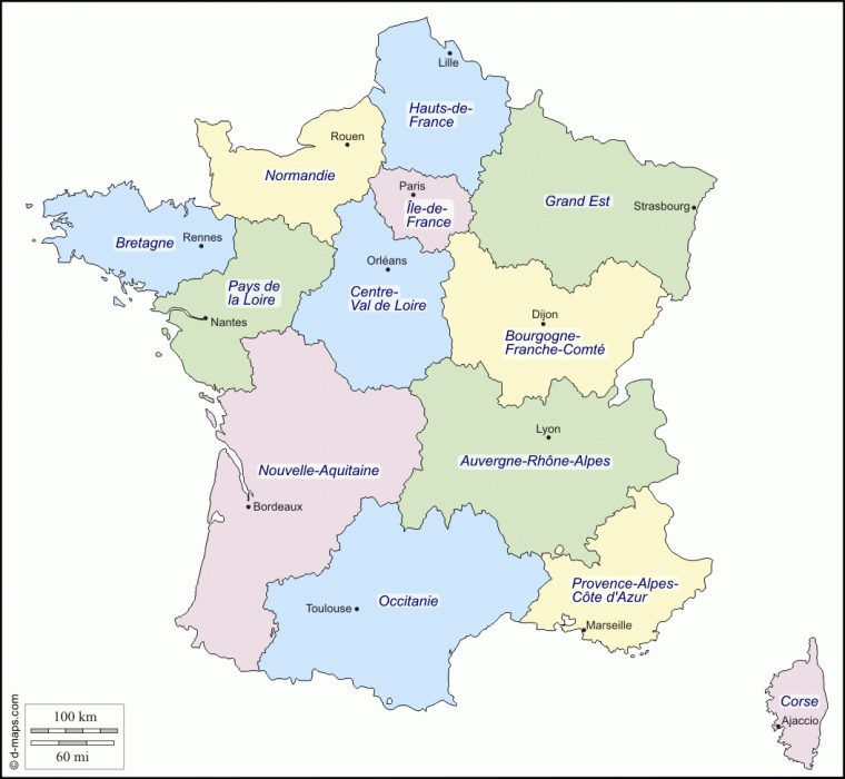 France : Carte Géographique Gratuite, Carte Géographique à Carte De France Vierge Nouvelles Régions