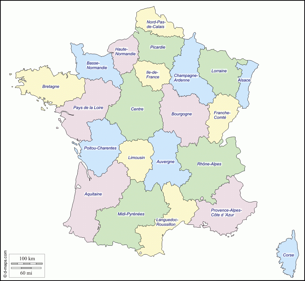France : Carte Géographique Gratuite, Carte Géographique intérieur Carte De La France Vierge