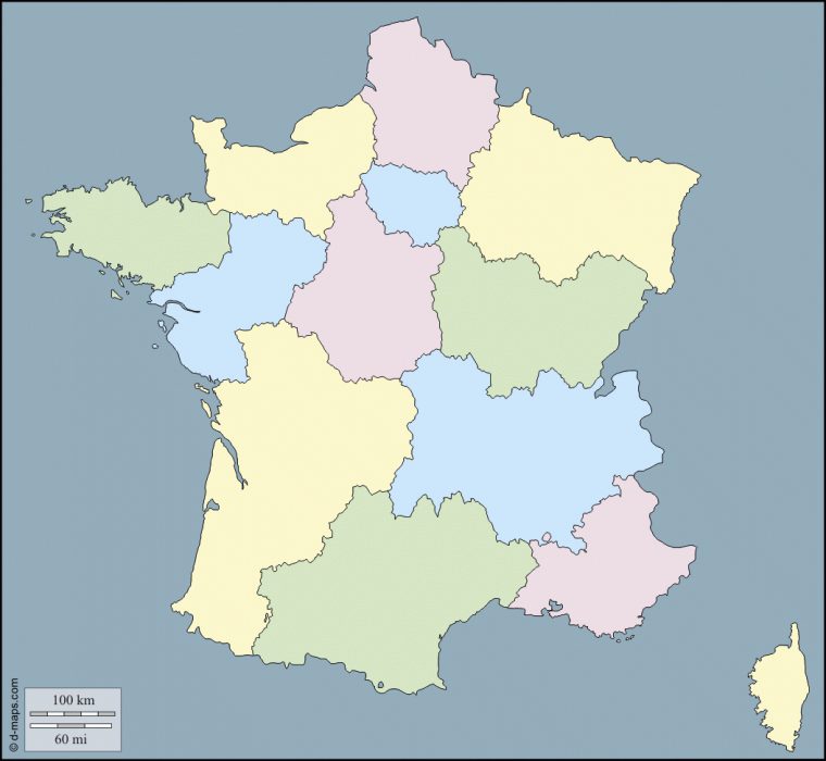 France : Carte Géographique Gratuite, Carte Géographique tout Carte Vierge Des Régions De France