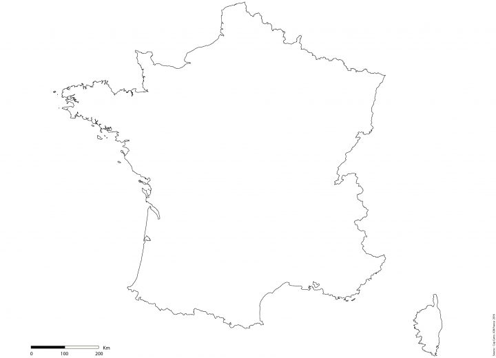 France-Contours-Vierge-Echelle – Cap Carto serapportantà Carte De La France Vierge