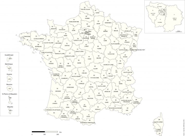 France-Departement-Numero-Noms-Reg-Echelle-Vierge – Cap Carto à Carte Numero Departement