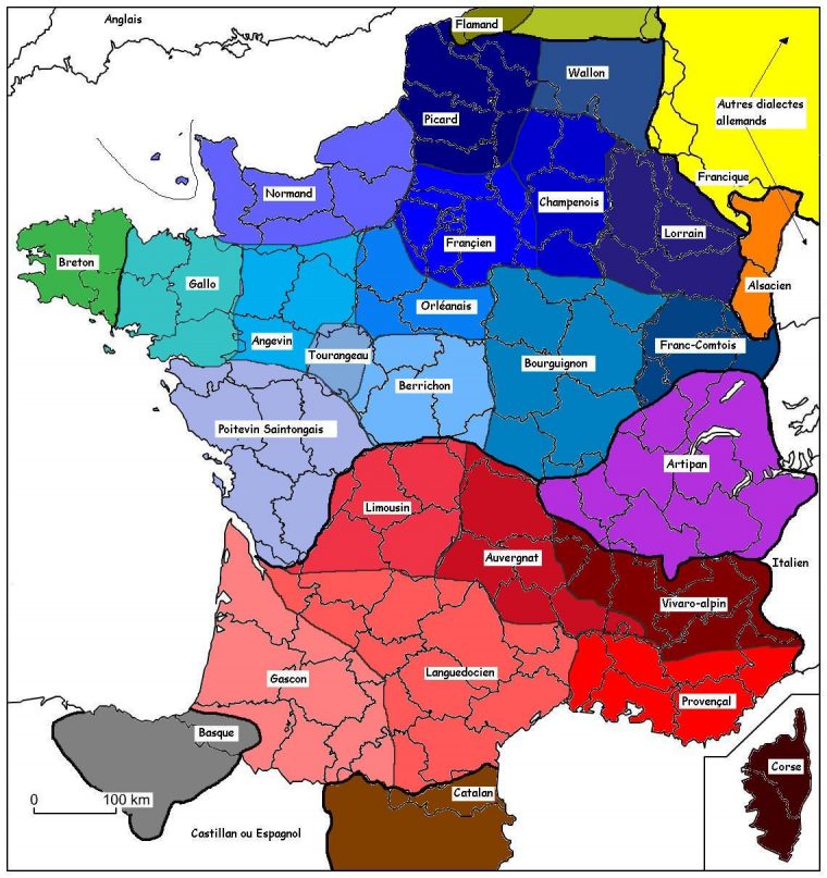 France-Dialectes-Carte-Des-Dialectes-Français-Flamand-Wallon pour Mappe De France