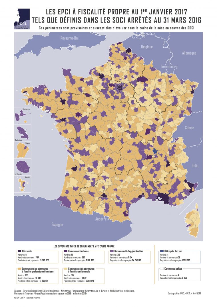 France – Epci (2017) • Carte • Populationdata avec Carte Des Départements De France 2017