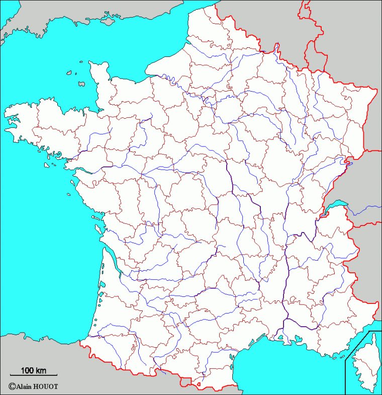 France Fond De Carte Départements Et Fleuves dedans Carte De France Des Départements