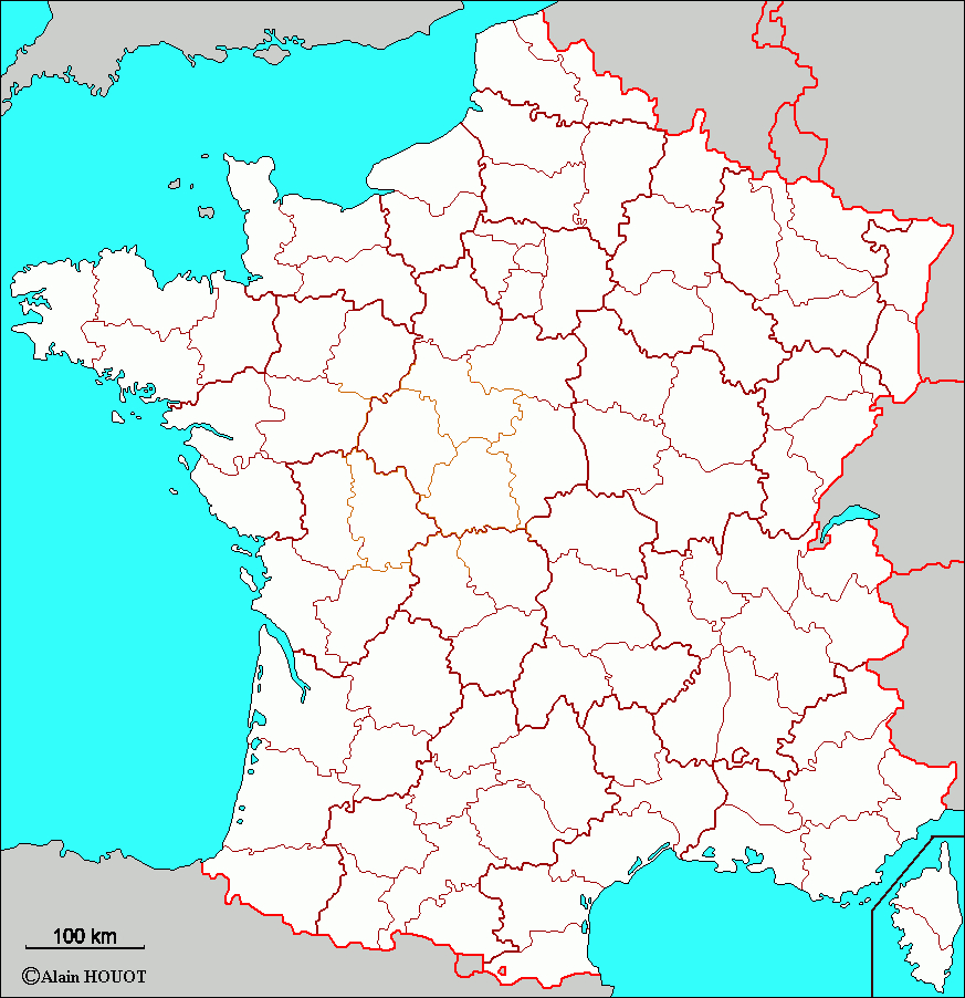 France Fond De Carte Départements Et Régions concernant Carte De France Avec Les Départements