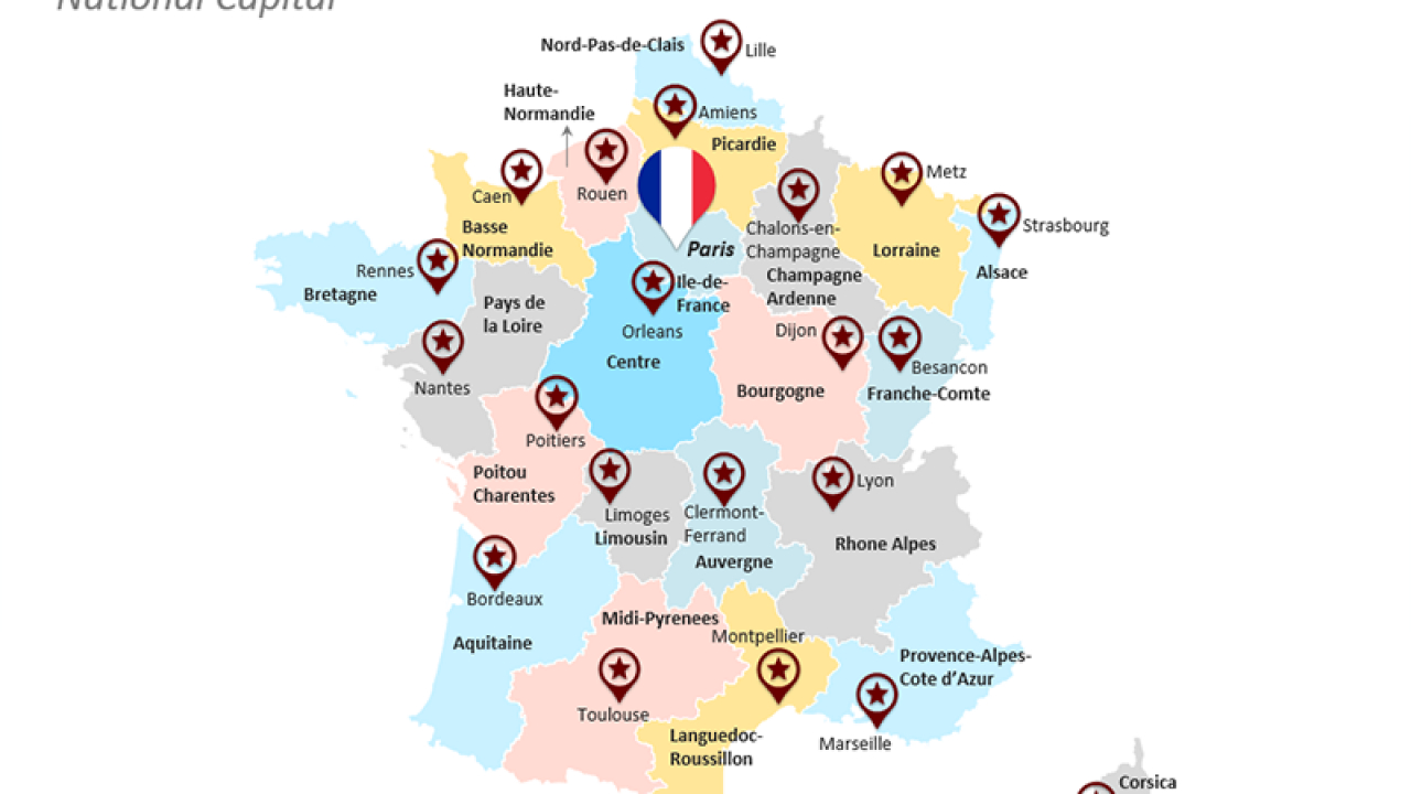 France Map pour Liste Region De France 