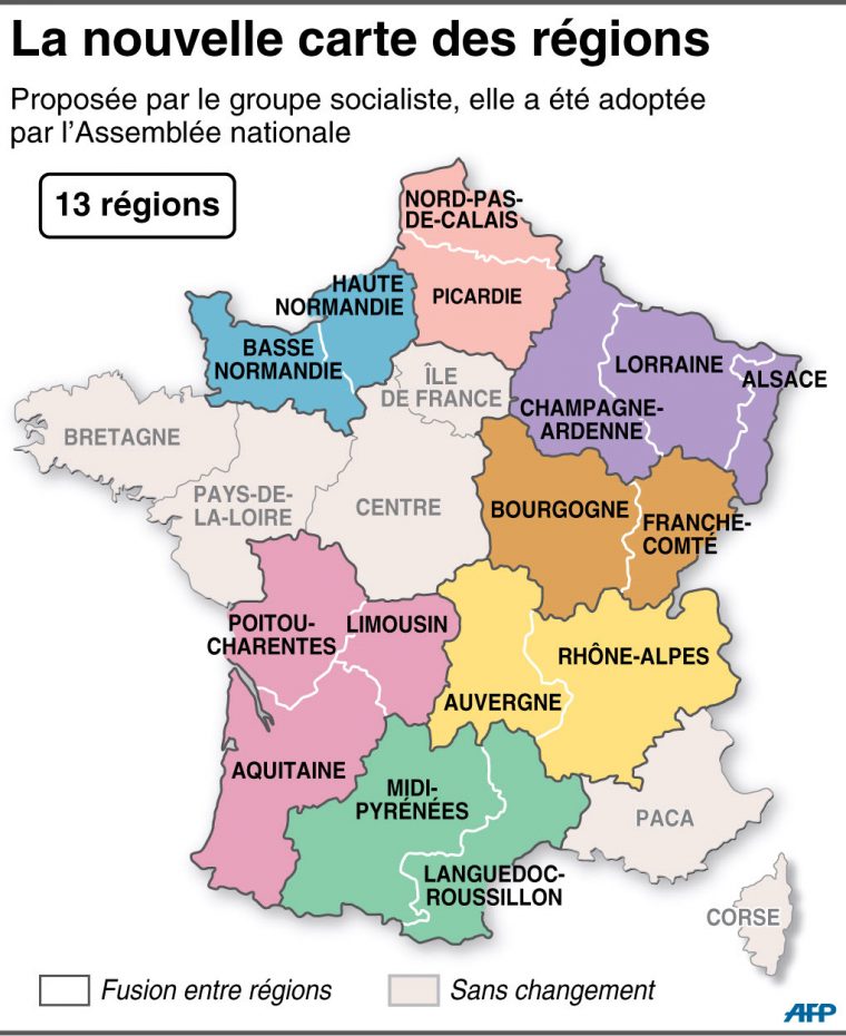 France – Monde | Réforme Territoriale : Treize Régions tout Les 13 Régions