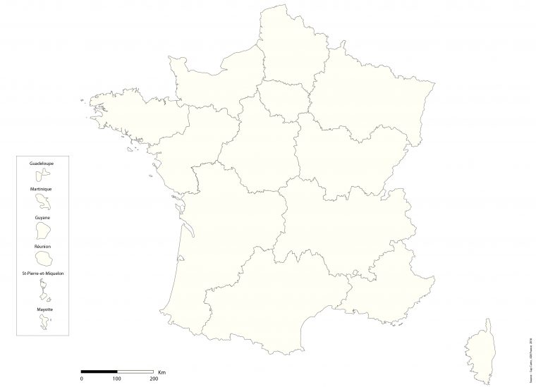 France-Region-Echelle-Vierge – Cap Carto encequiconcerne Carte Vierge De France