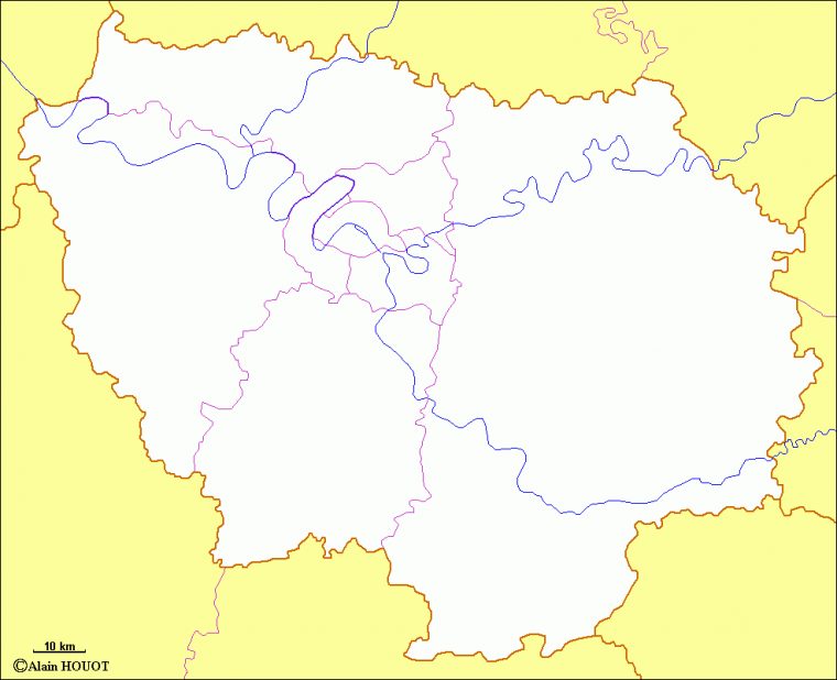 France Régions : Ile-De-France 5 Fond De Carte Agrandi pour Carte De France Région Vierge