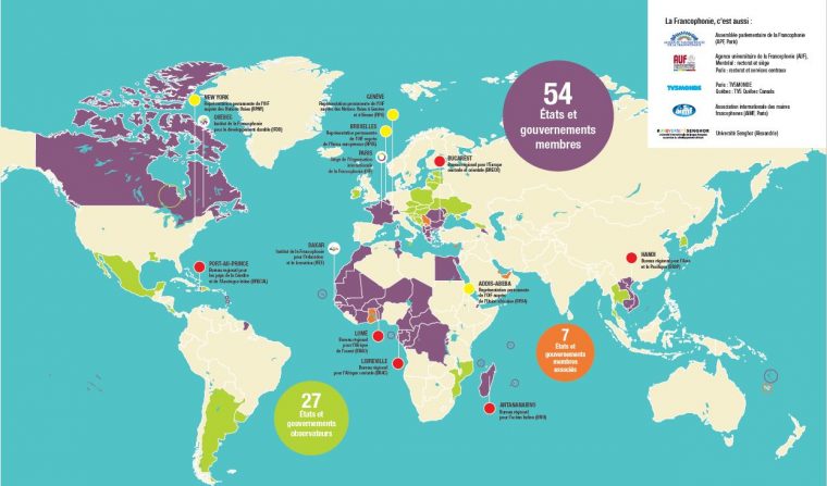 Francophonie – France Onu avec Carte Union Europeene