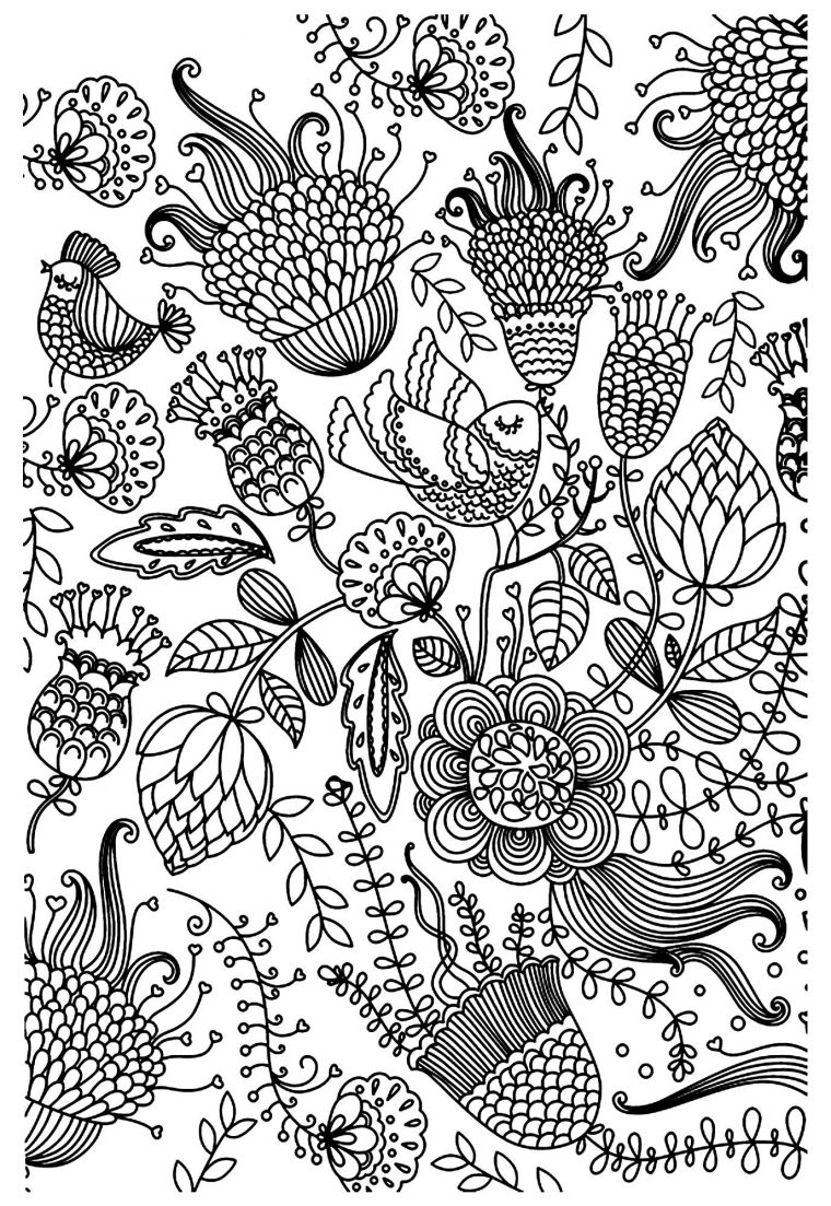 Free Coloring Page «Coloriage-Antistress-Oiseaux intérieur Jeux De Anti Stress