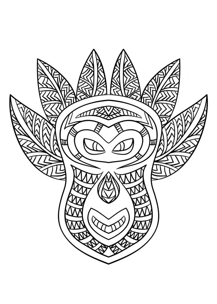 Free Coloring Page Coloring-Adult-African-Mask-6. Coloring concernant Dessin Africain A Colorier