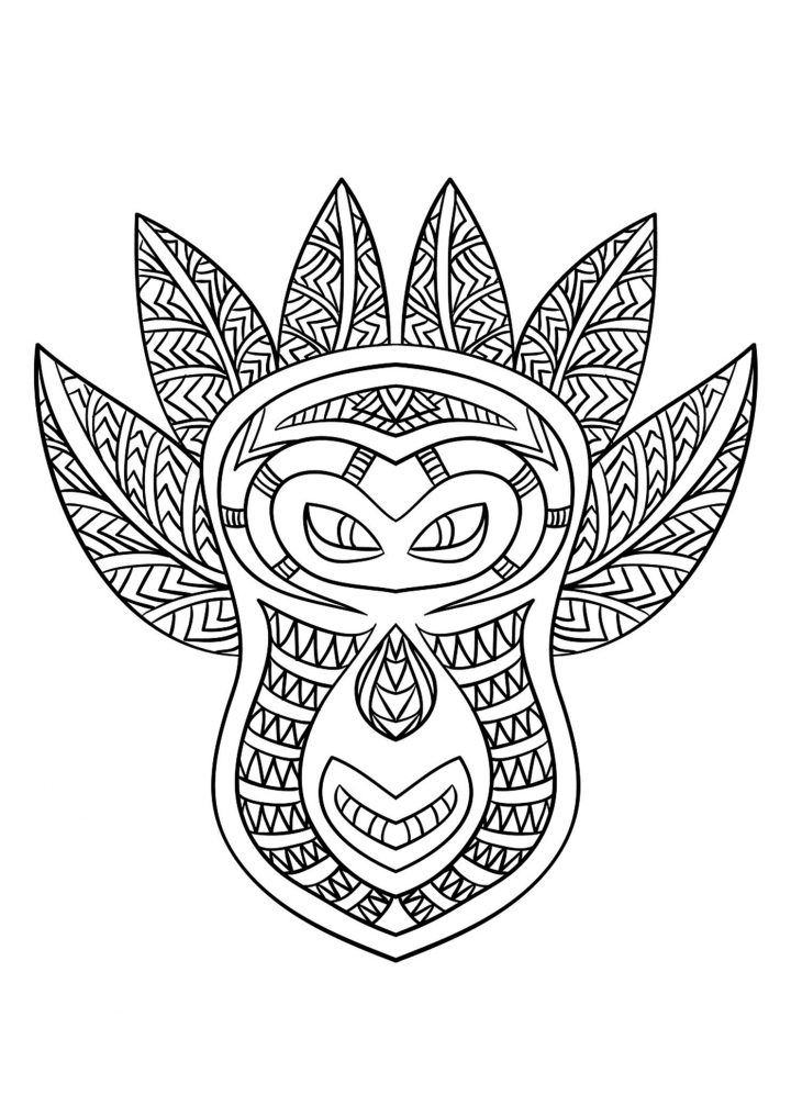 Free Coloring Page Coloring-Adult-African-Mask-6. Coloring destiné Coloriage Afrique À Imprimer