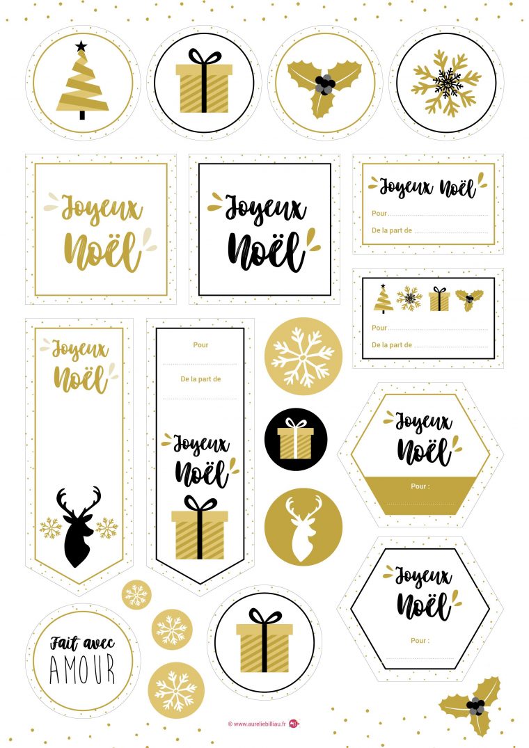 Freebies À Imprimer – Étiquettes Noël Gold – Une Création avec Etiquette Noel A Imprimer