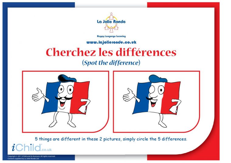 French Flag Spot The Difference(French Spot The Dif) By Tom tout Les 5 Differences