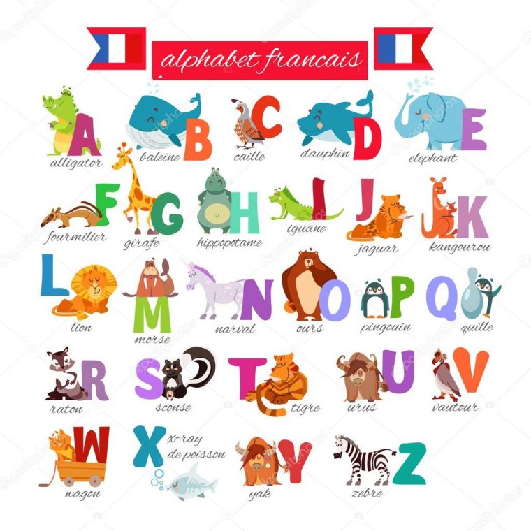 French Illustrated Alphabet With Animals — Stock Vector concernant Apprendre Alphabet Francais