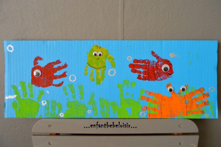 Fresque Aquarium – Peindre Avec L'empreintes Des Mains pour Activité Manuelle Enfant 4 Ans