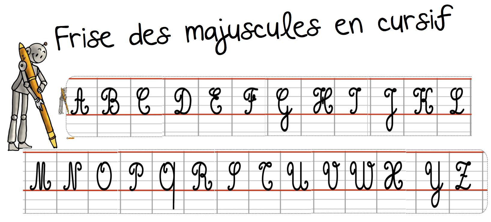 Frise De L'alphabet Des Majuscules En Cursif | Bout De Gomme destiné Modele Alphabet Majuscule
