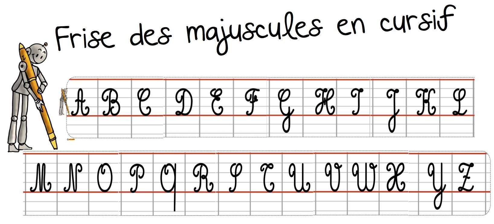 Frise De L&amp;#039;alphabet Des Majuscules En Cursif - Bout De Gomme encequiconcerne L Alphabet En Majuscule 