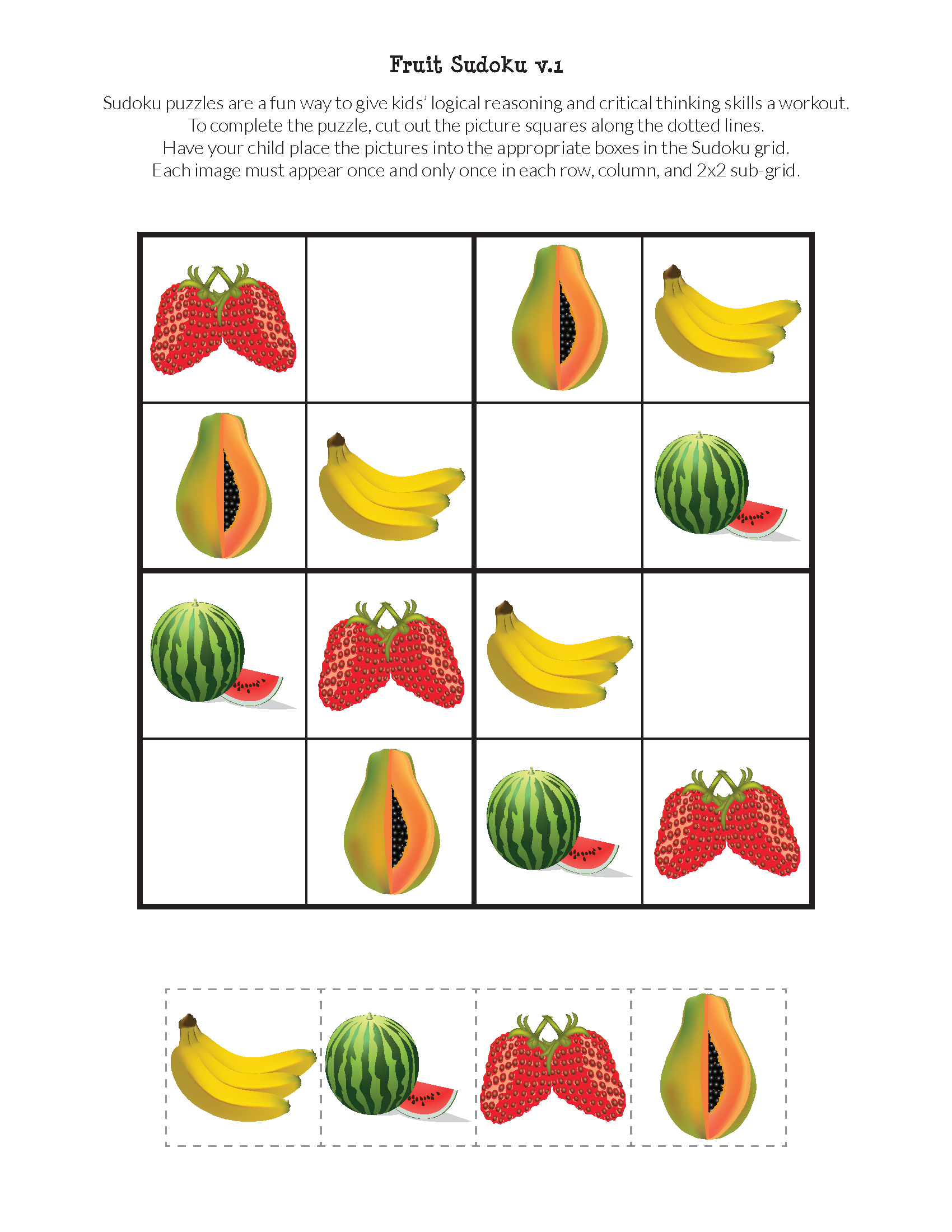 Fruit Sudoku Puzzles {Free Printables} | Öğrenme Güçlüğü serapportantà Sudoku Gs 