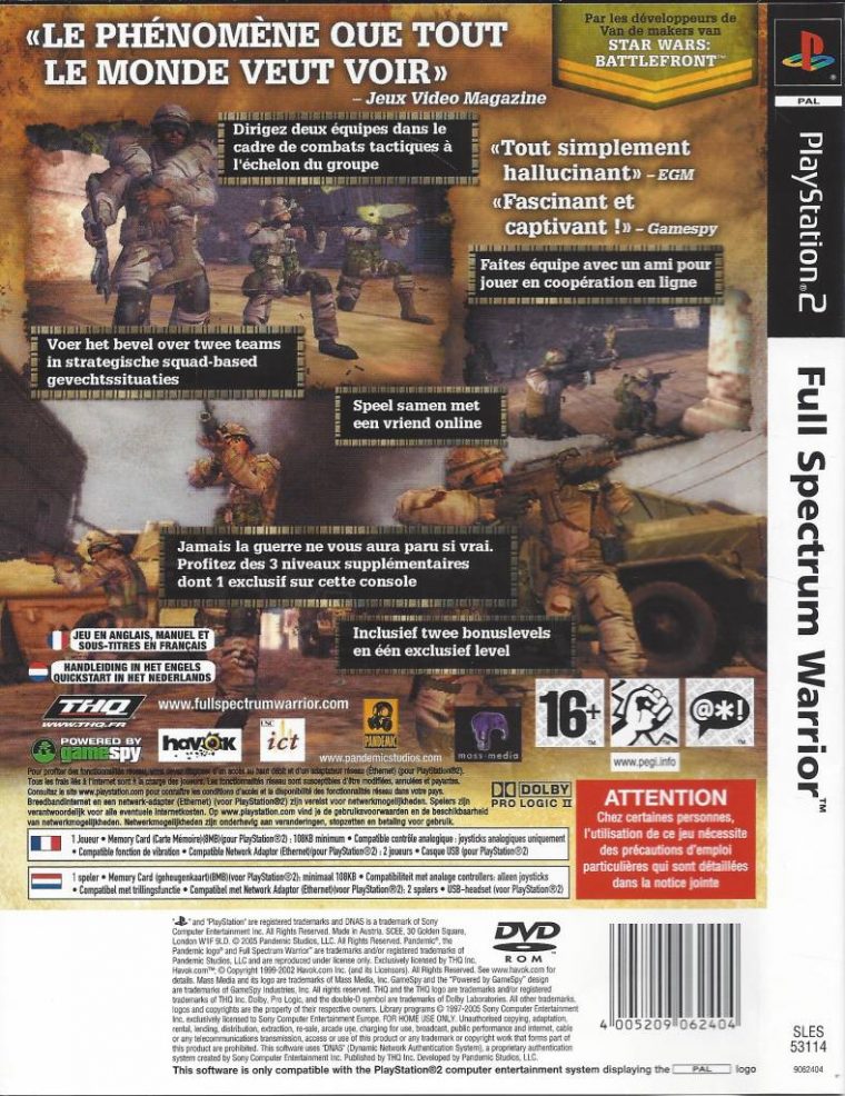 Full Spectrum Warrior For Playstation 2 Ps2 – Passion For avec Jeu Memory En Ligne