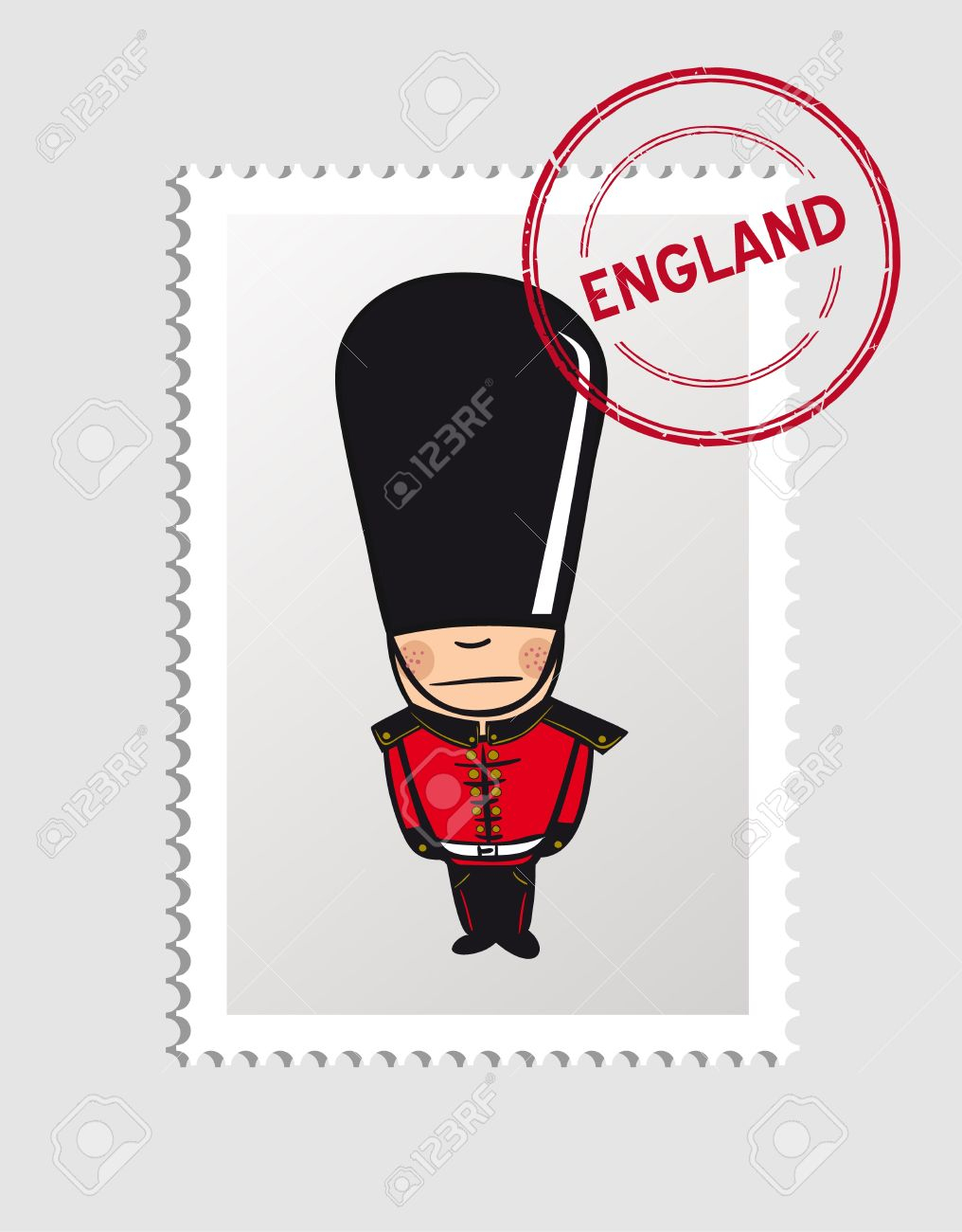 Garde Royale Anglaise Man Dessin Animé, L'angleterre Timbre Postal. destiné Dessin De Angleterre