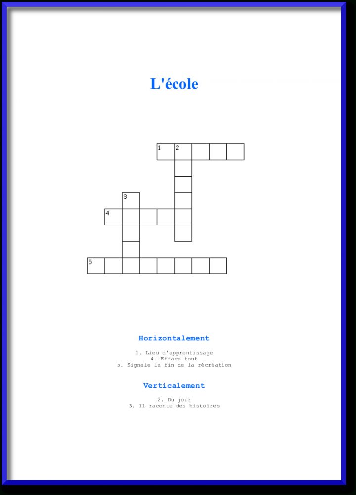 Générateur De Mots Croisés – Capuchon À L'école pour Mots Fléchés En Ligne