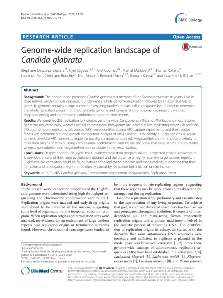 Genome-Wide Replication Landscape Of Candida Glabrata tout Liste De Departement De France