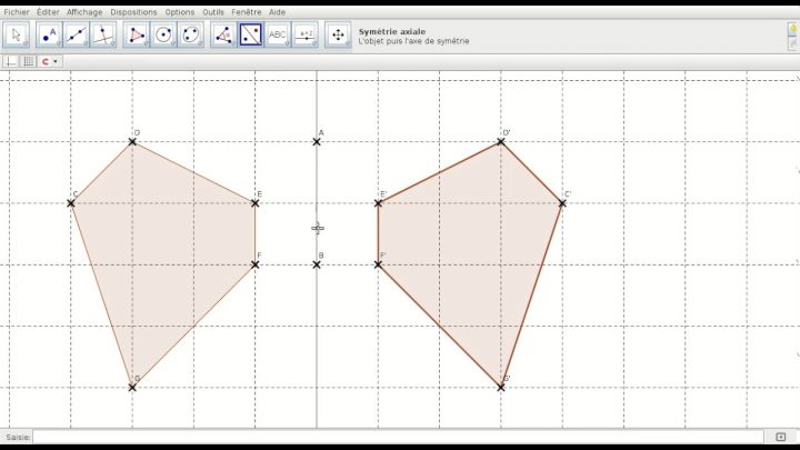 Geogebra Tuto Sym Axiale intérieur Symétrie Quadrillage