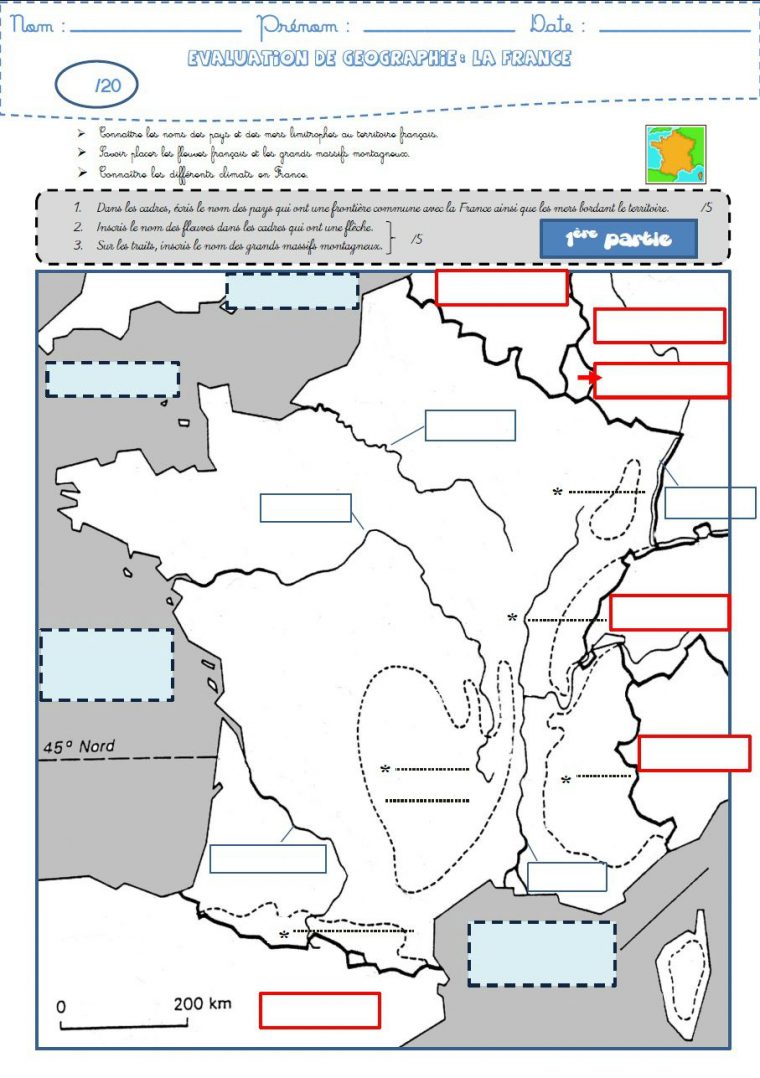 Géographie : Une Évaluation Sur La France (Frontières destiné Carte Des Fleuves De France