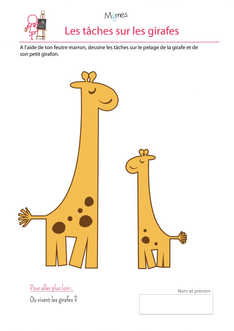 Girafes : Exercice De Dessin – Momes à Jeux À Imprimer 3 Ans