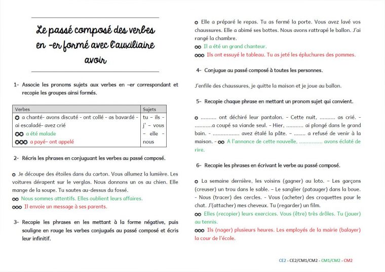 Grammaire Au Jour Le Jour : Exercices De Structuration à Exercice Cm2 Gratuit