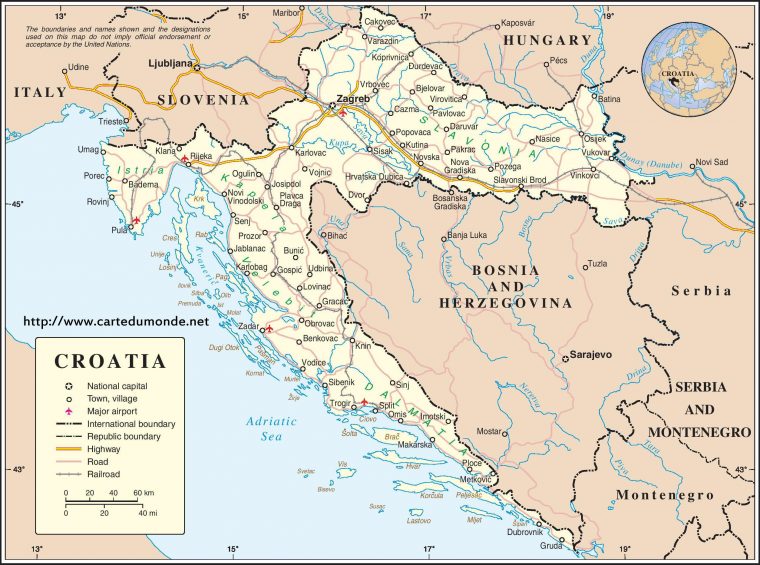 Grande Carte Croatie Sur Carte Du Monde concernant Grande Carte De France À Imprimer