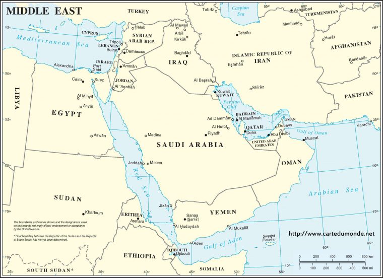 Grande Carte Région Du Moyen-Orient Continent encequiconcerne Carte Des Régions Vierge