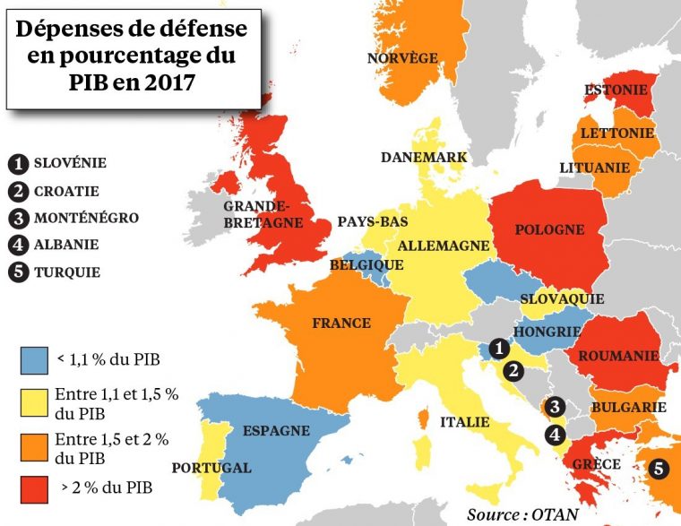 Graphie – Dépenses Militaires : L'europe Ne Pèse Pas Lourd dedans Carte Union Européenne 2017