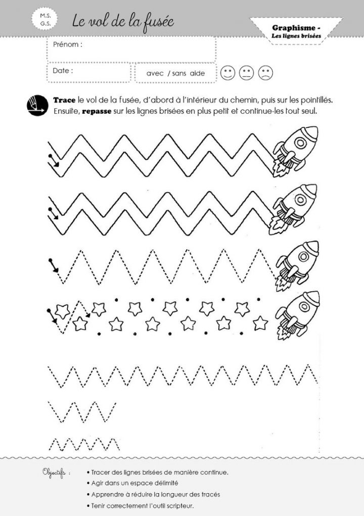 Graphisme Les Vagues Et Les Lignes Brisées | Ligne Brisée à Exercice Gs En Ligne