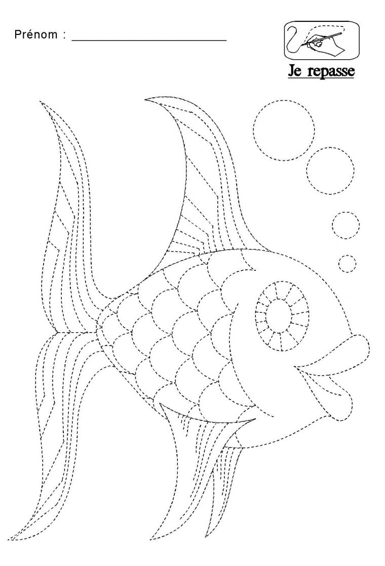 Graphisme Repasser Les Pointillés Du Poisson | Dessins En encequiconcerne Dessin En Pointillé