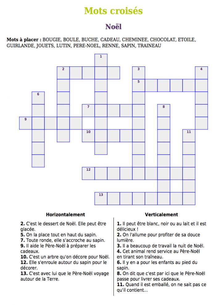 Gratuit-Mot-Croisé De Noël, Imprimez Et Distribuez Pour Le à Mot Croisé Cp