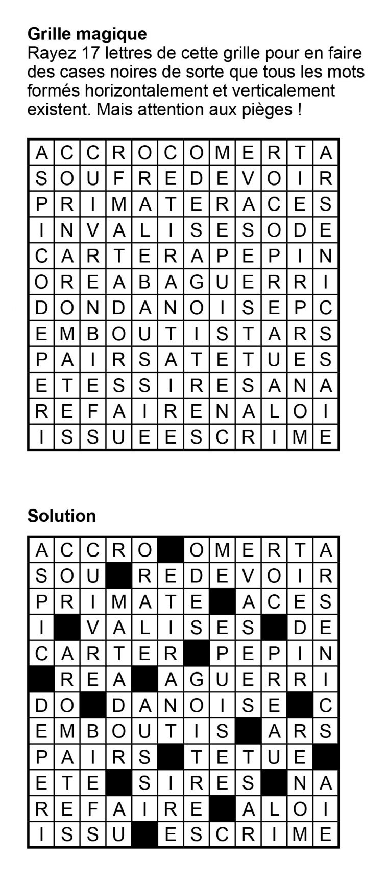 Grille Magique De Mots Croisés 12X12 N° 1 à Grille Sudoku Imprimer