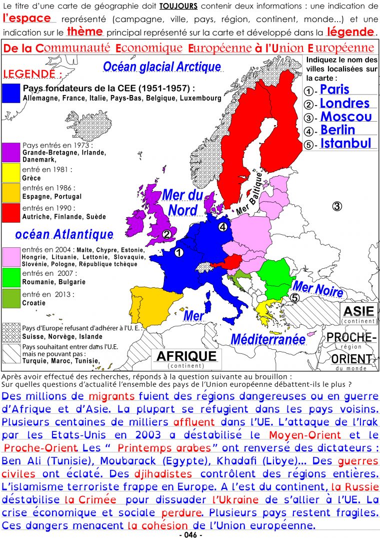 H3-P046-Fc-Carte-De La Cee À L'union Européenne – Collège avec Carte Union Européenne 2017