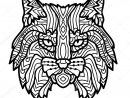 Hand Drawn Lynx Head Animal Isolated. Doodle Line Graphic avec Dessin Noir Et Blanc Animaux