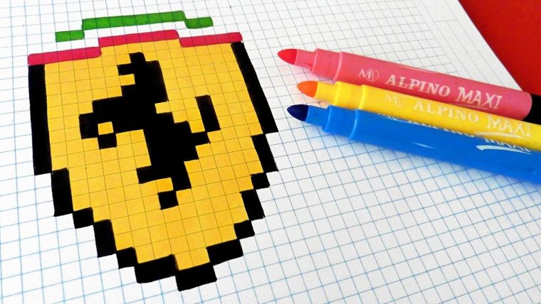 Handmade Pixel Art – How To Draw Ferrari Logo #pixelart intérieur Voiture Pixel Art