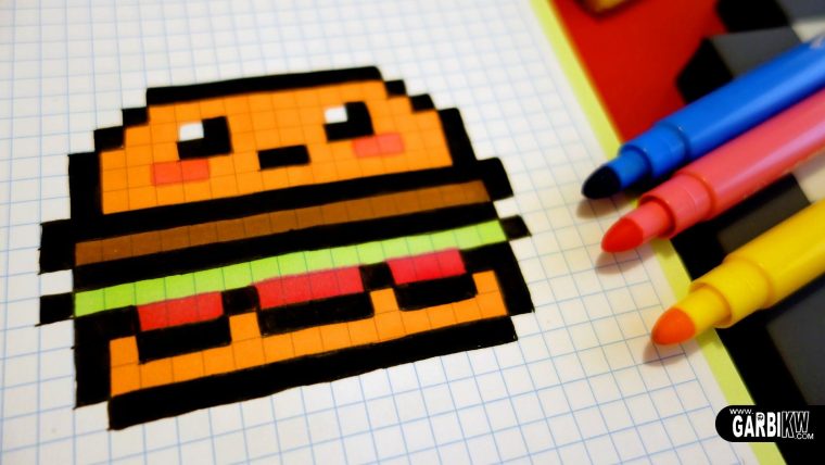 Handmade Pixel Art – How To Draw Kawaii Hamburger #pixelart concernant Modele Dessin Pixel