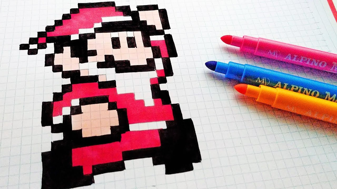 Handmade Pixel Art - How To Draw Santa Claus Mario Bros #pixelart avec Pixel Art Pere Noel 
