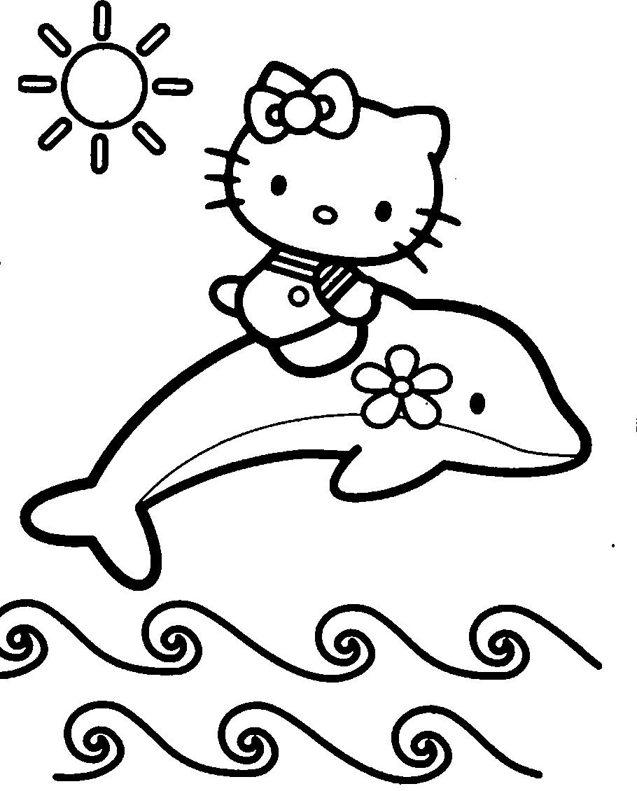 Hello Kitty With Dolphins Coloring Page | Hello Kitty destiné Hello Kitty À Dessiner 