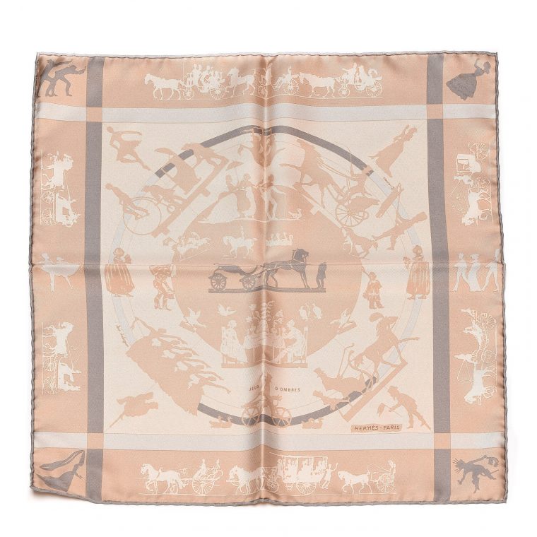 Hermes Silk Jeux D Ombres Pocket Square Scarf Taupe Beige serapportantà Jeux De Taupe