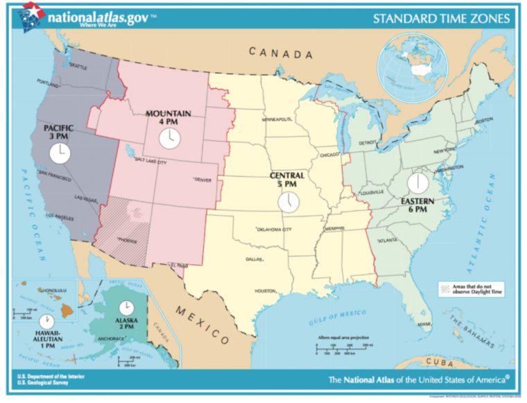 Heures, Horaires Et Fuseaux Horaires Dans L'ouest Américain destiné Carte Etat Amerique