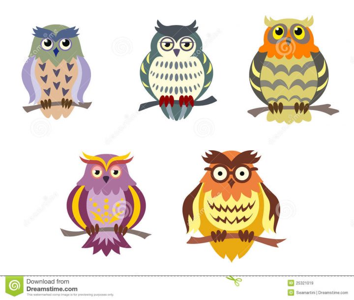 Hiboux De Dessin Animé De Couleur Illustration De Vecteur serapportantà Hibou Dessin Couleur